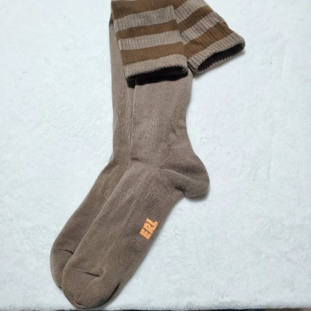 NWT ERL Tube Brown Striped Knee-High Socks sz M
